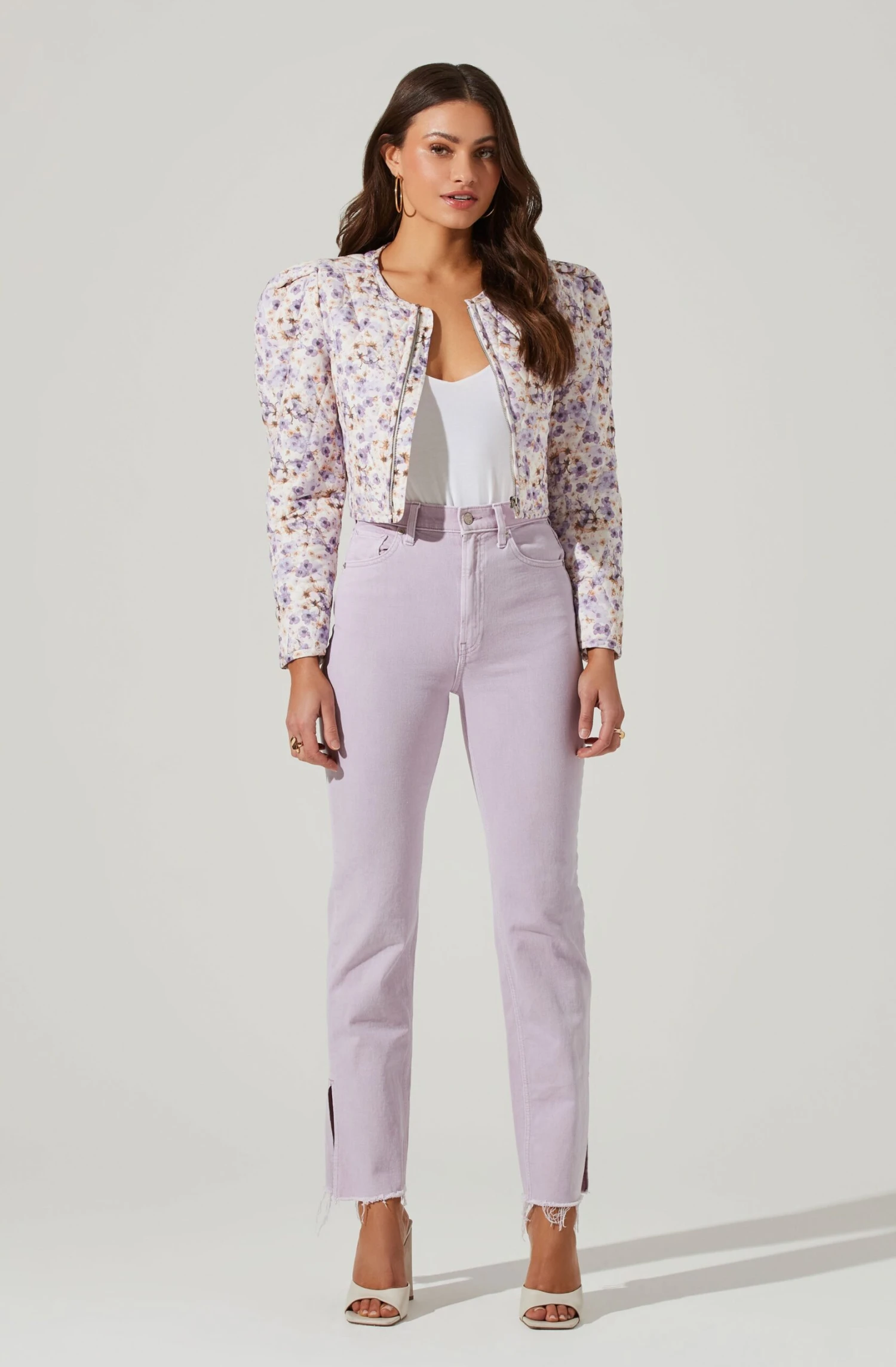 Brea Floral Quilted Cropped Puff Sleeve Jacket 4 Brea Floral Quilted Cropped Puff Sleeve Jacket - Image 2