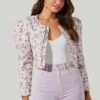 Brea Floral Quilted Cropped Puff Sleeve Jacket -Astr The Label Shop ACT17697 LILACCORALMULTI 1 3