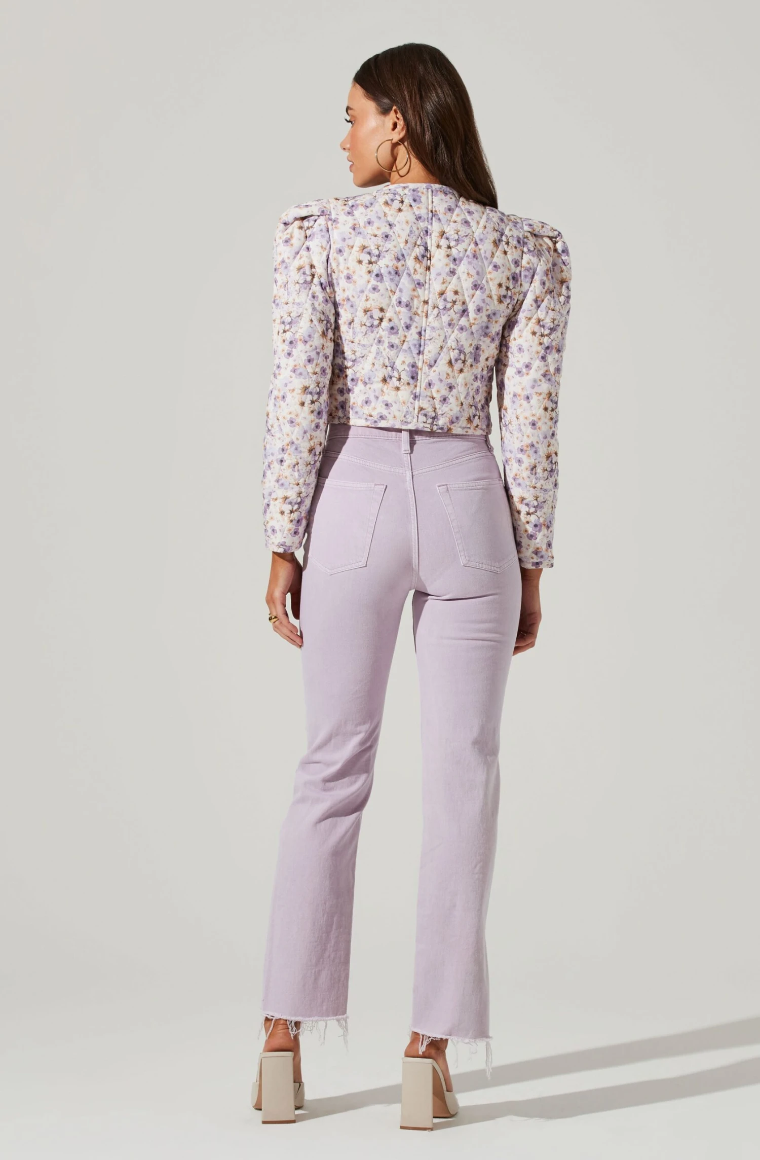 Brea Floral Quilted Cropped Puff Sleeve Jacket 6 Brea Floral Quilted Cropped Puff Sleeve Jacket - Image 4