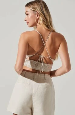 Amiah Cutout Crop Top -Astr The Label Shop ACT17738L ECRU 4