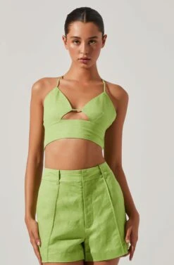 Amiah Cutout Crop Top -Astr The Label Shop ACT17738L KIWI 2