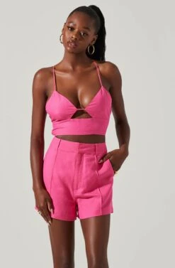 Amiah Cutout Crop Top -Astr The Label Shop ACT17738L PINK 2