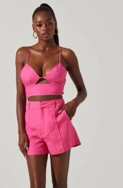 Amiah Cutout Crop Top -Astr The Label Shop ACT17738L PINK 3