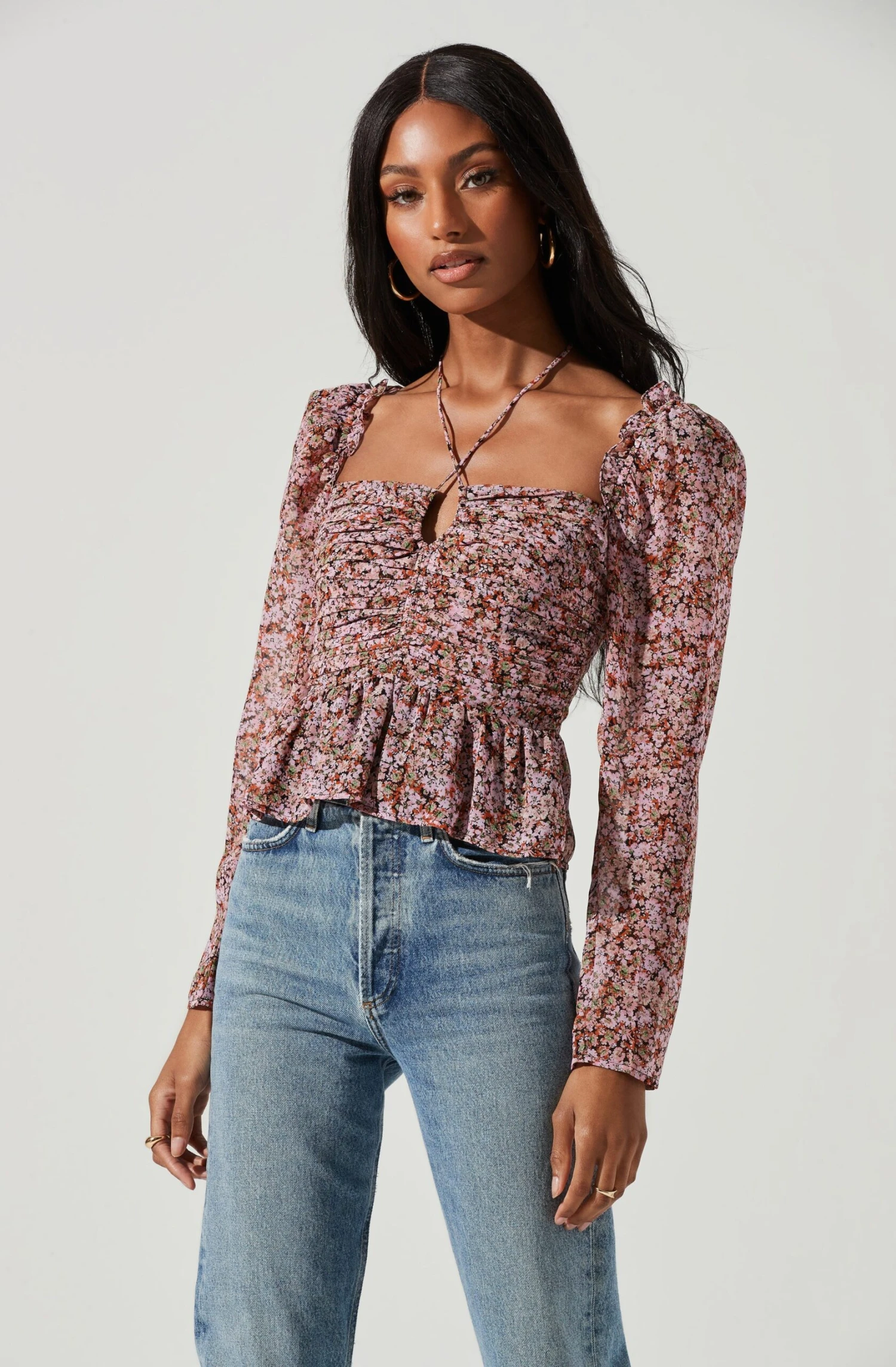 Toni Ruched Halter Long Sleeve Peplum Top 14 Toni Ruched Halter Long Sleeve Peplum Top - Image 12