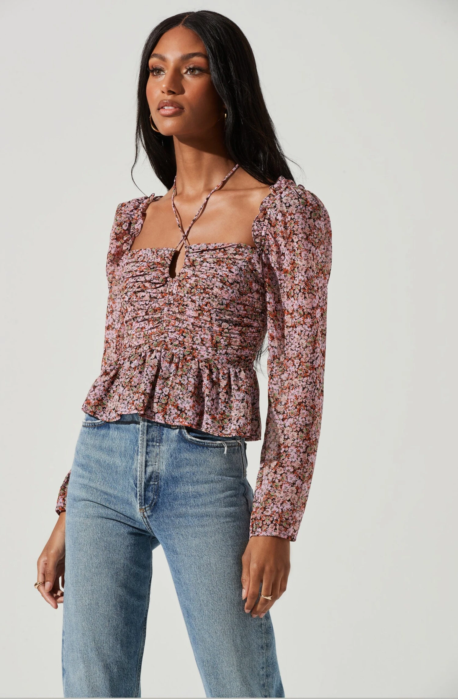 Toni Ruched Halter Long Sleeve Peplum Top 16 Toni Ruched Halter Long Sleeve Peplum Top - Image 14