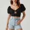 Amadia Puff Sleeve Crop Top 2 Amadia Puff Sleeve Crop Top -Astr The Label Shop ACT17781 BLACK 3