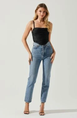 Janet Ruched Bustier Top -Astr The Label Shop ACT17810 BLACK 2
