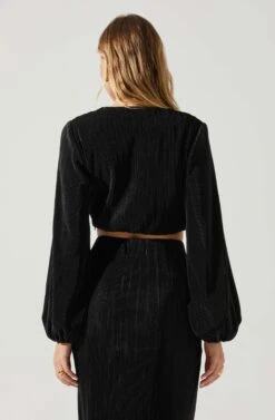 Cataleya Plisse Twist Bust Top -Astr The Label Shop ACT17812 BLACK 5