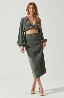 Cataleya Plisse Twist Bust Top -Astr The Label Shop ACT17812 DARKSAGE 1