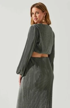 Cataleya Plisse Twist Bust Top -Astr The Label Shop ACT17812 DARKSAGE 6