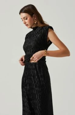 Jorja Textured Sleeveless Top -Astr The Label Shop ACT17819 BLACK 4