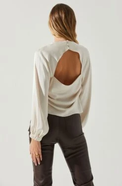 Veronica Satin Cutout Top -Astr The Label Shop ACT17833S CHAMPAGNE 5