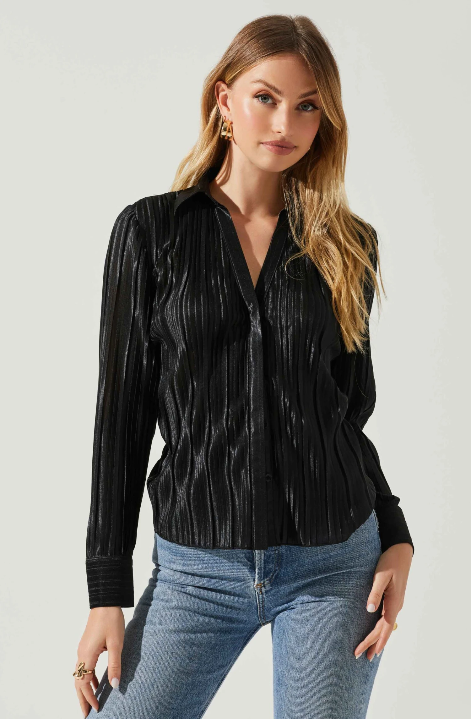 Laurel Satin Pleated Long Sleeve Top 4 Laurel Satin Pleated Long Sleeve Top - Image 2