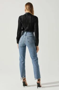 Laurel Satin Pleated Long Sleeve Top 24 Laurel Satin Pleated Long Sleeve Top -Astr The Label Shop ACT17840P BLACK 6