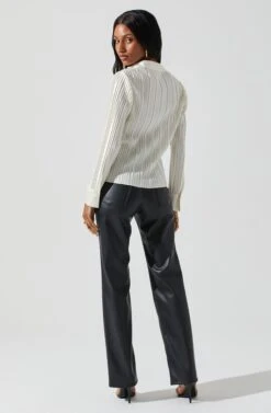 Laurel Satin Pleated Long Sleeve Top 36 Laurel Satin Pleated Long Sleeve Top -Astr The Label Shop ACT17840P CREAM 5