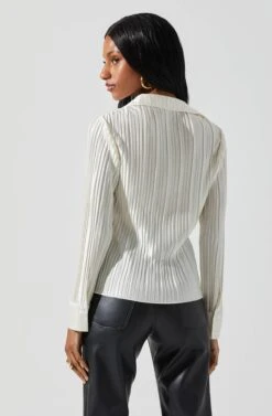 Laurel Satin Pleated Long Sleeve Top 37 Laurel Satin Pleated Long Sleeve Top -Astr The Label Shop ACT17840P CREAM 6