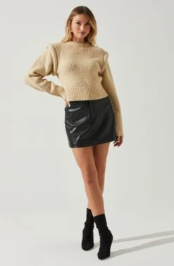 Luciana Shoulder Detail Sweater 21 Luciana Shoulder Detail Sweater -Astr The Label Shop ACT17841 TAUPE 1