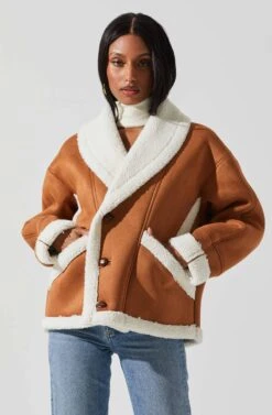 Pippa Faux Shearling Jacket 10 Pippa Faux Shearling Jacket -Astr The Label Shop ACT17851 CAMEL 3