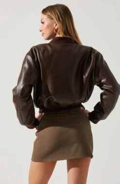 Avianna Faux Leather Bomber Jacket -Astr The Label Shop ACT17852 BROWN 5
