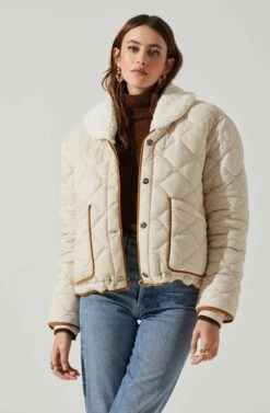 Bellamie Quilted Jacket 16 Bellamie Quilted Jacket -Astr The Label Shop ACT17854 ECRU 4