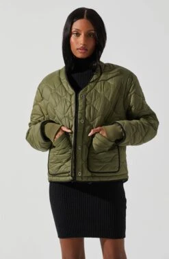 Bellamie Quilted Jacket 21 Bellamie Quilted Jacket -Astr The Label Shop ACT17854 OLIVE 3