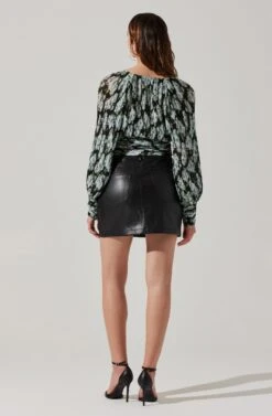 Pernilla Pleated Floral Puff Sleeve Top -Astr The Label Shop ACT17858 BLACKFLORAL 5