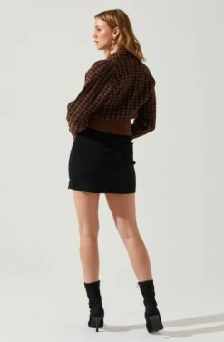 Ruby Houndstooth Cardigan -Astr The Label Shop ACT17863 DARKBROWNBLACK 5