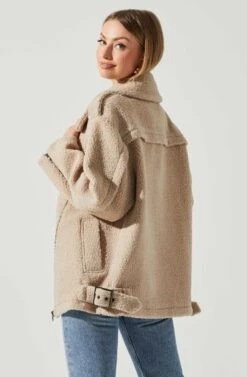 Layne Oversized Moto Jacket -Astr The Label Shop ACT17865 TAUPE 5