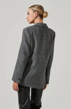 Pauline Herringbone Blazer -Astr The Label Shop ACT17875H BLACK WHITE 15811