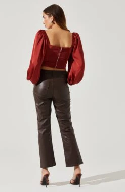 Penny Ruched Bust Long Sleeve Top -Astr The Label Shop ACT17882S RUST 5