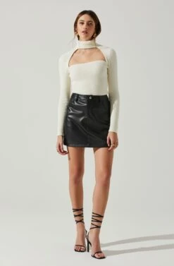 Izabella Turtleneck Cutout Sweater 17 Izabella Turtleneck Cutout Sweater -Astr The Label Shop ACT17888 WHITE 1