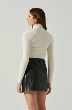 Izabella Turtleneck Cutout Sweater 19 Izabella Turtleneck Cutout Sweater -Astr The Label Shop ACT17888 WHITE 5