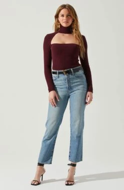 Izabella Turtleneck Cutout Sweater 21 Izabella Turtleneck Cutout Sweater -Astr The Label Shop ACT17888 WINE 2