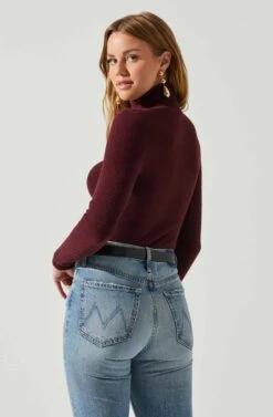 Izabella Turtleneck Cutout Sweater 25 Izabella Turtleneck Cutout Sweater -Astr The Label Shop ACT17888 WINE 6