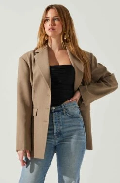 Galilea Oversized Blazer -Astr The Label Shop ACT17892 BROWN 2
