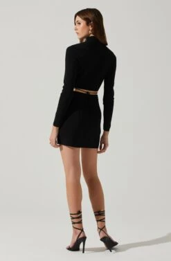 Raven Mock Neck Tie Waist Sweater -Astr The Label Shop ACT17903 BLACK 6