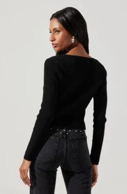 Rylee Twist Front Cutout Sweater -Astr The Label Shop ACT17919 BLACK 2 2
