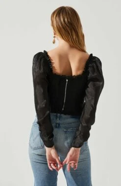 Junie Ruffle Square Neck Long Sleeve Top 37 Junie Ruffle Square Neck Long Sleeve Top -Astr The Label Shop ACT17928 BLACK 6