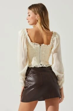 Junie Ruffle Square Neck Long Sleeve Top 25 Junie Ruffle Square Neck Long Sleeve Top -Astr The Label Shop ACT17928 CHAMPAGNE 5