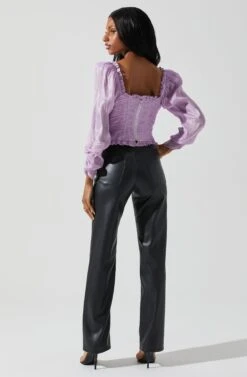 Junie Ruffle Square Neck Long Sleeve Top 30 Junie Ruffle Square Neck Long Sleeve Top -Astr The Label Shop ACT17928 LAVENDER 5