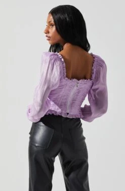 Junie Ruffle Square Neck Long Sleeve Top 31 Junie Ruffle Square Neck Long Sleeve Top -Astr The Label Shop ACT17928 LAVENDER 6