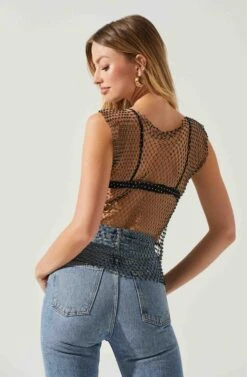 Julane Rhinestone Mesh Top 13 Julane Rhinestone Mesh Top -Astr The Label Shop ACT17938 BLACKSILVER 5