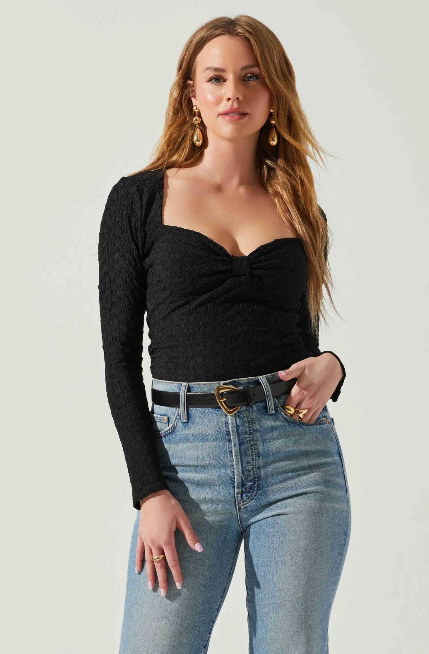 Ren Textured Sweetheart Long Sleeve Top 3 Ren Textured Sweetheart Long Sleeve Top