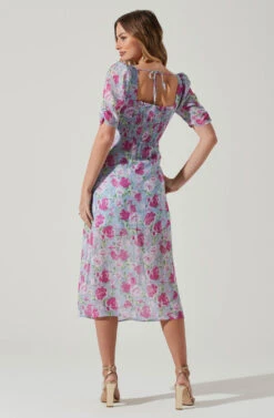 Floral Front Slit Milkmaid Midi Dress 19 Floral Front Slit Milkmaid Midi Dress -Astr The Label Shop ADR100913 BLUEMAGENTAFLORAL 6