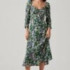 Floral Long Sleeve Twist Keyhole Front Midi Dress 2 Floral Long Sleeve Twist Keyhole Front Midi Dress -Astr The Label Shop ADR100972 GREENPURPLEFLORAL 3