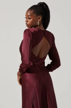 Gracie Long Sleeve Cutout Satin Midi Dress 29 Gracie Long Sleeve Cutout Satin Midi Dress -Astr The Label Shop ADR101065 DEEPWINE 3