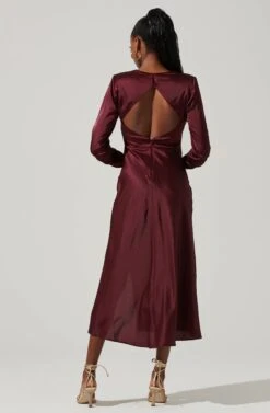 Gracie Long Sleeve Cutout Satin Midi Dress 30 Gracie Long Sleeve Cutout Satin Midi Dress -Astr The Label Shop ADR101065 DEEPWINE 4