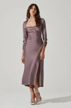 Gracie Long Sleeve Cutout Satin Midi Dress 31 Gracie Long Sleeve Cutout Satin Midi Dress -Astr The Label Shop ADR101065 DUSTYMAUVE 0083