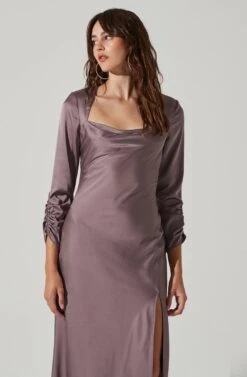 Gracie Long Sleeve Cutout Satin Midi Dress 33 Gracie Long Sleeve Cutout Satin Midi Dress -Astr The Label Shop ADR101065 DUSTYMAUVE 0093