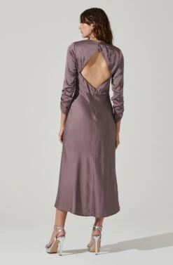 Gracie Long Sleeve Cutout Satin Midi Dress 35 Gracie Long Sleeve Cutout Satin Midi Dress -Astr The Label Shop ADR101065 DUSTYMAUVE 0096